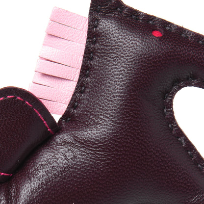 Hermes Milo Lambskin Matte Alligator Touch Grigri Rodeo Horse Bag Charm PM Rouge Sellier Framboise Rose Sakura 4 of 5