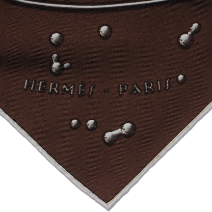 Hermes Silk Vif Argent Pocket Square Chocolate 4 of 5