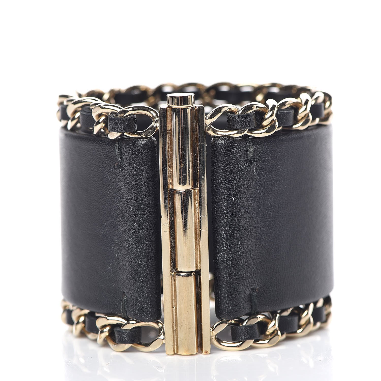 Chanel Lambskin Chain CC Cuff Black Gold 3 of 10