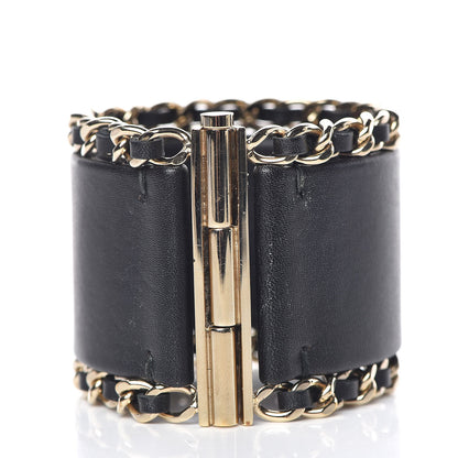 Chanel Lambskin Chain CC Cuff Black Gold 3 of 10