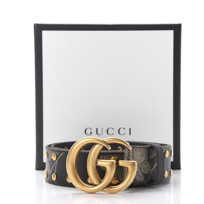 Gucci Calfskin Studded Printed GG Belt 95 38 Black 6 of 6