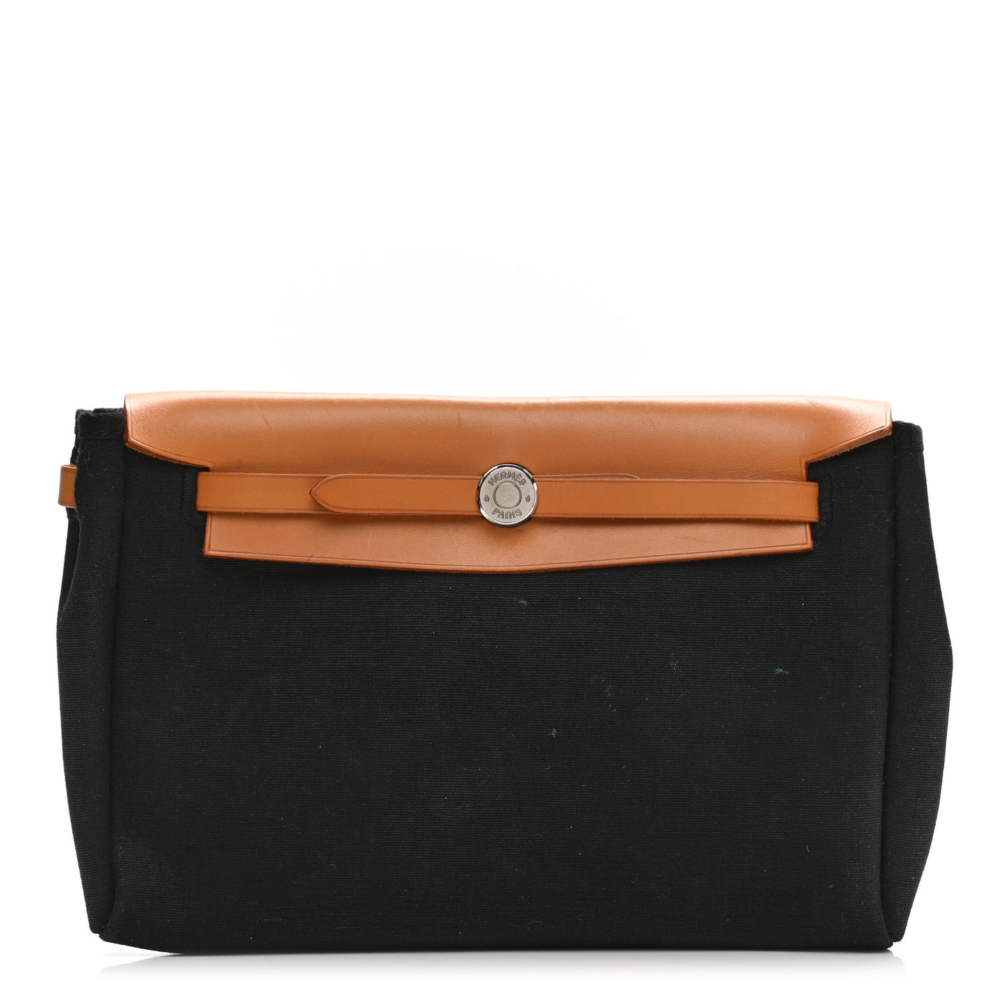 Toile Vache Calfskin Herbag Clutch Natural Black