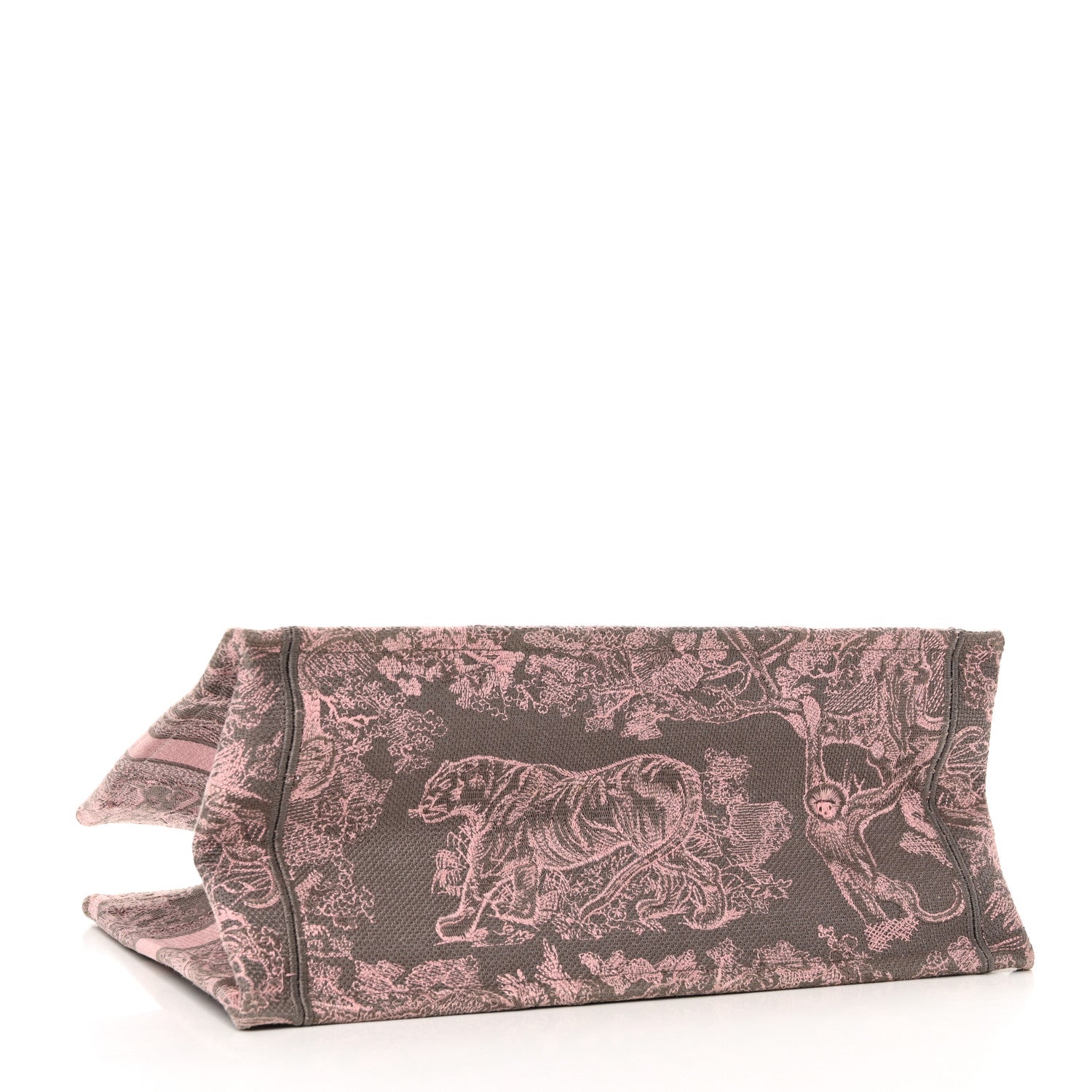 Christian Dior Canvas Embroidered Medium Dioriviera Toile De Jouy Book Tote Pink Grey 4 of 10