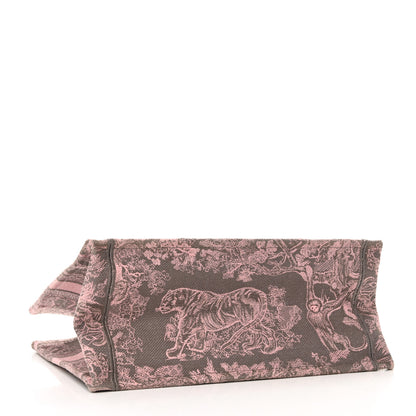 Christian Dior Canvas Embroidered Medium Dioriviera Toile De Jouy Book Tote Pink Grey 4 of 10