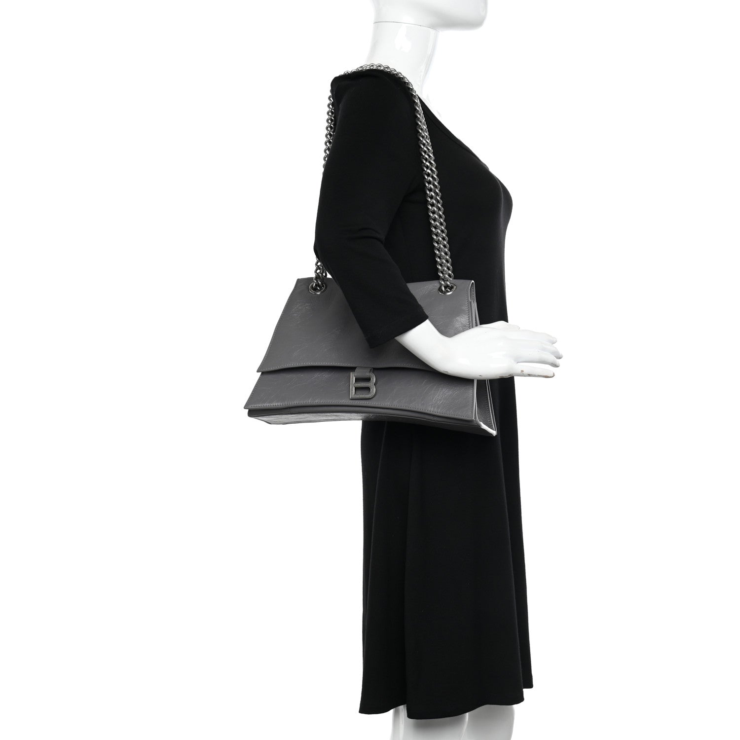 Balenciaga Crushed Calfskin Medium Crush Chain Bag Dark Grey 2 of 9