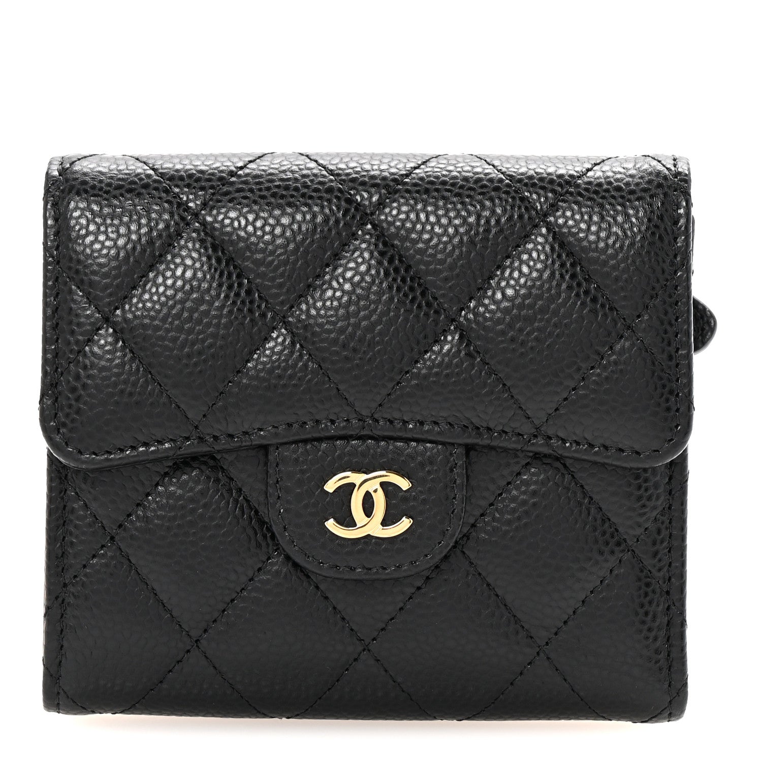 Chanel Caviar Quilted Compact Flap Wallet Black 1 of 9