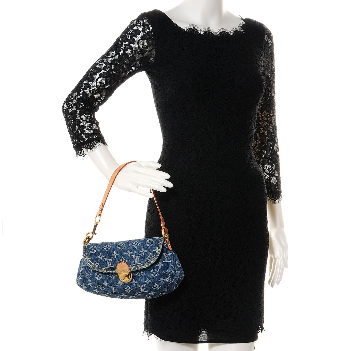Monogram Denim Mini Pleaty Blue