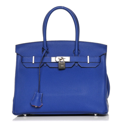 Hermes Togo Horseshoe Birkin 30 Bleu Electrique Rose Lipstick 1 of 29