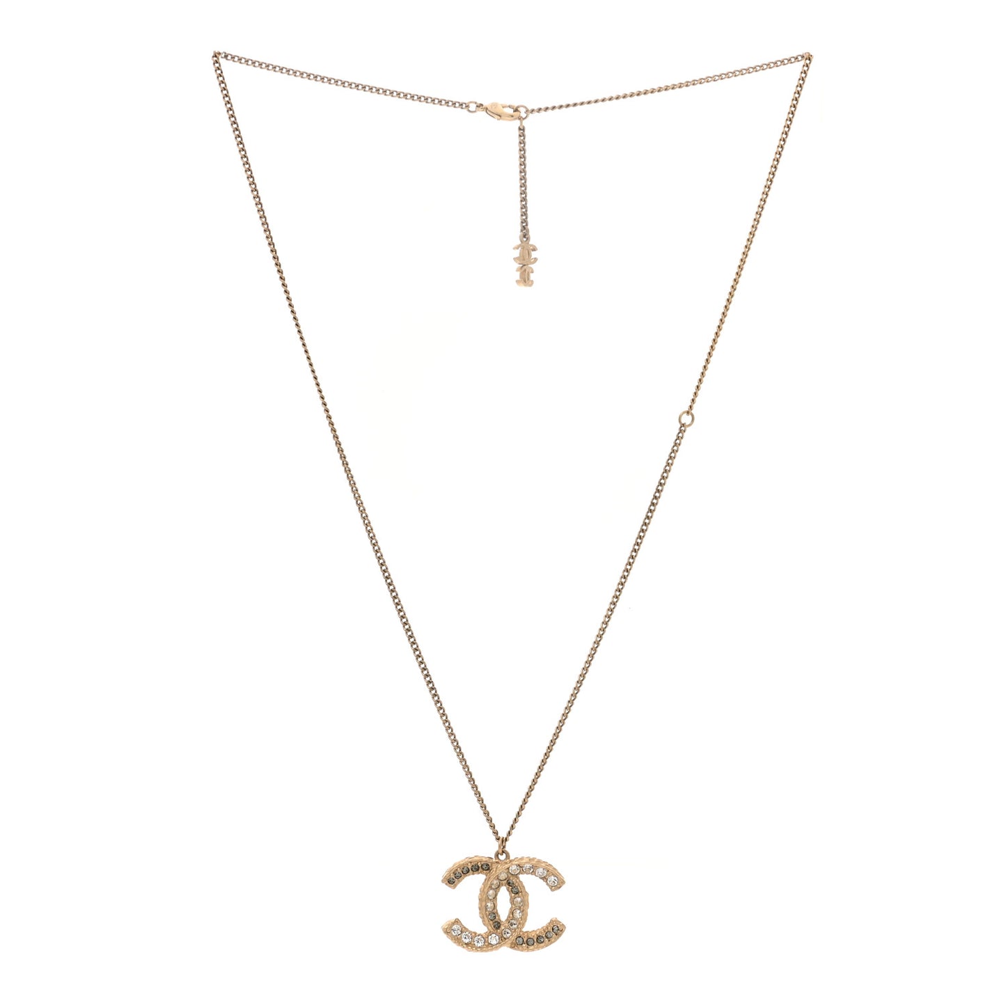 Crystal Enamel CC Reversible Pendant Necklace Gold