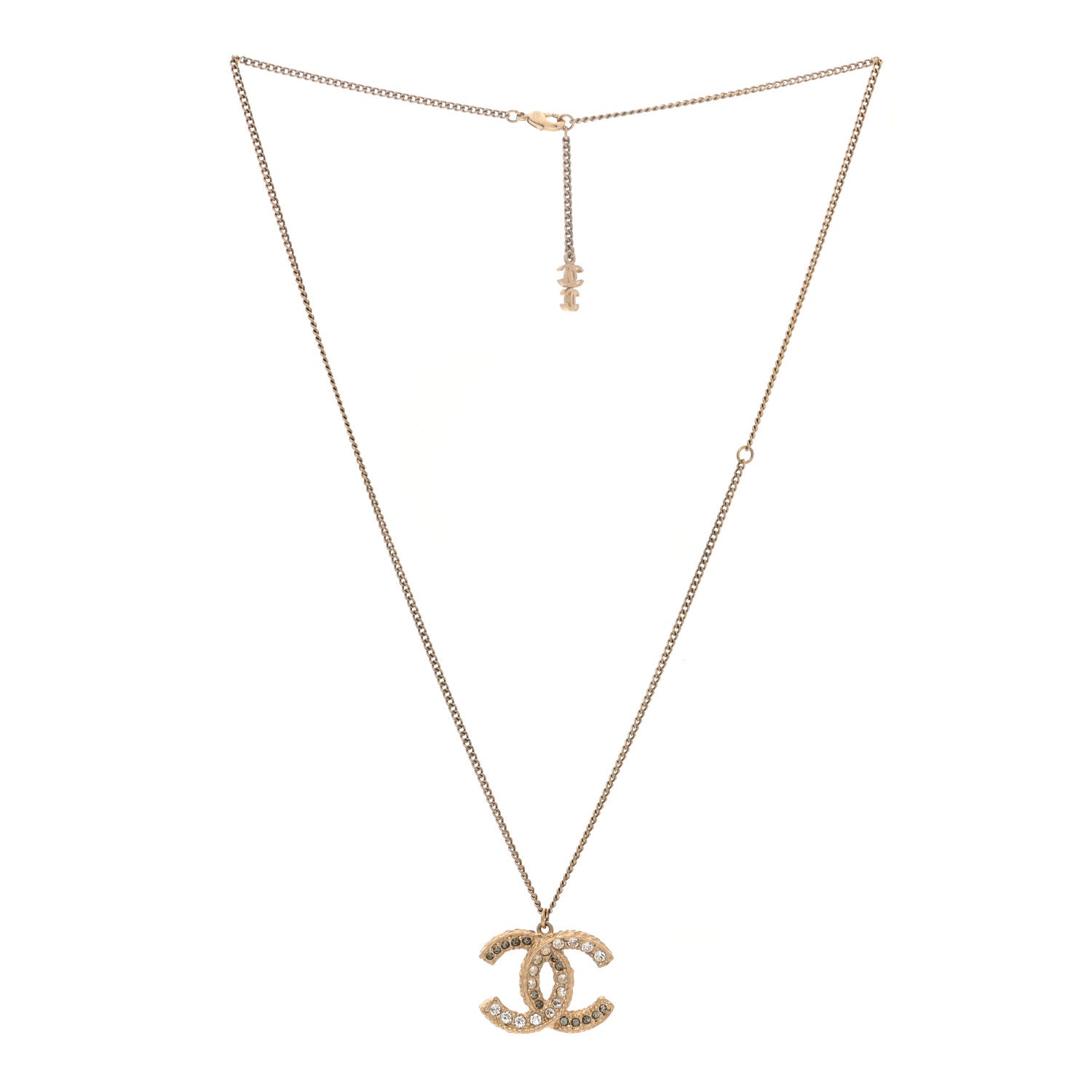 Chanel Crystal Enamel CC Reversible Pendant Necklace Gold 2 of 4
