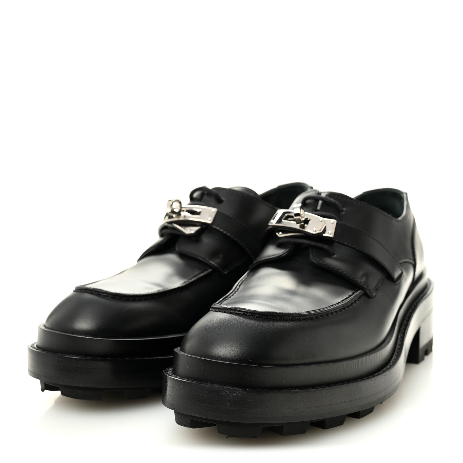 Hermes Glossed Calfskin First Oxford 38 Black 4 of 10