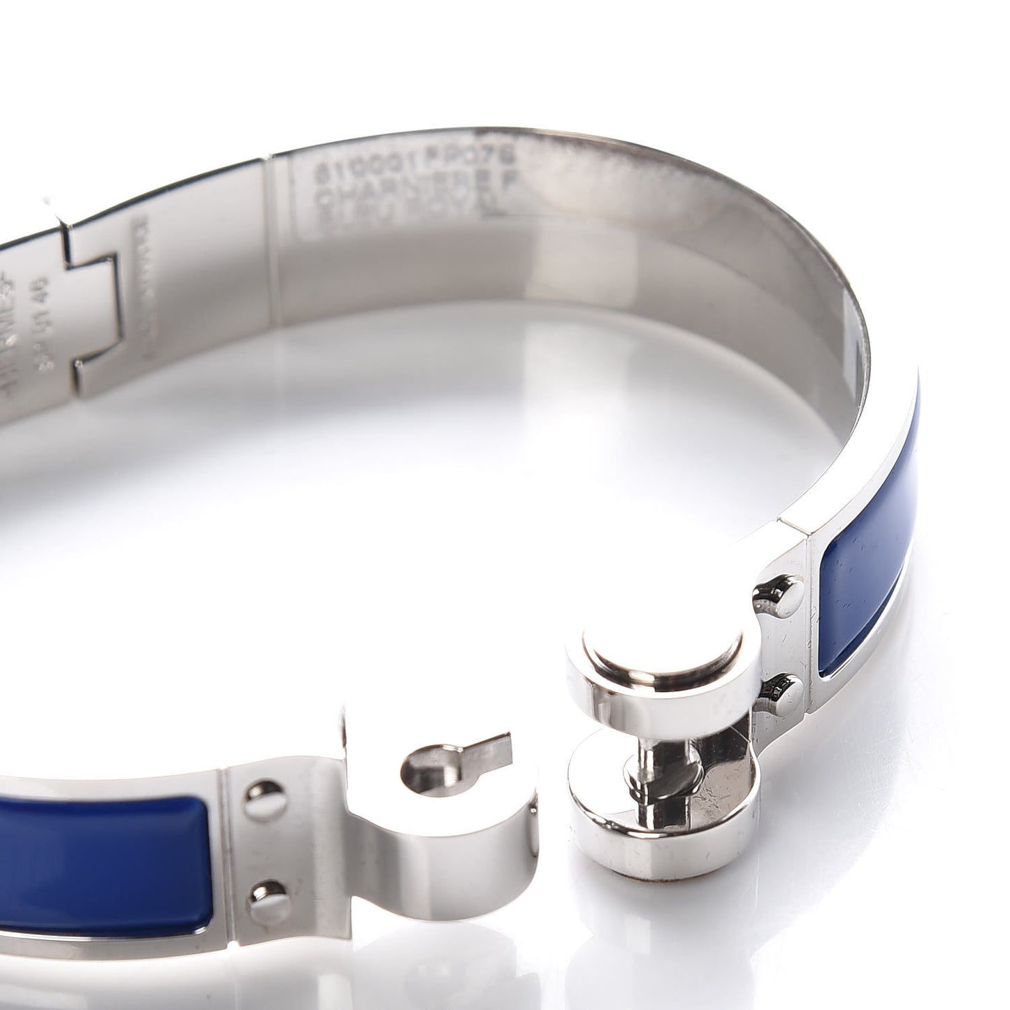 Enamel Charniere Uni Narrow Hinged Bracelet S Bleu Royal
