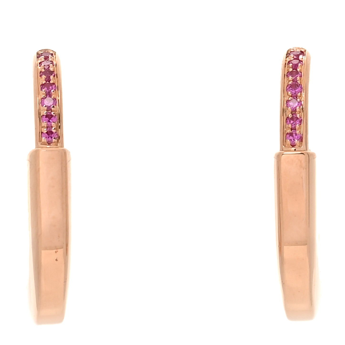 18K Rose Gold Pink Sapphire Small Lock Earrings