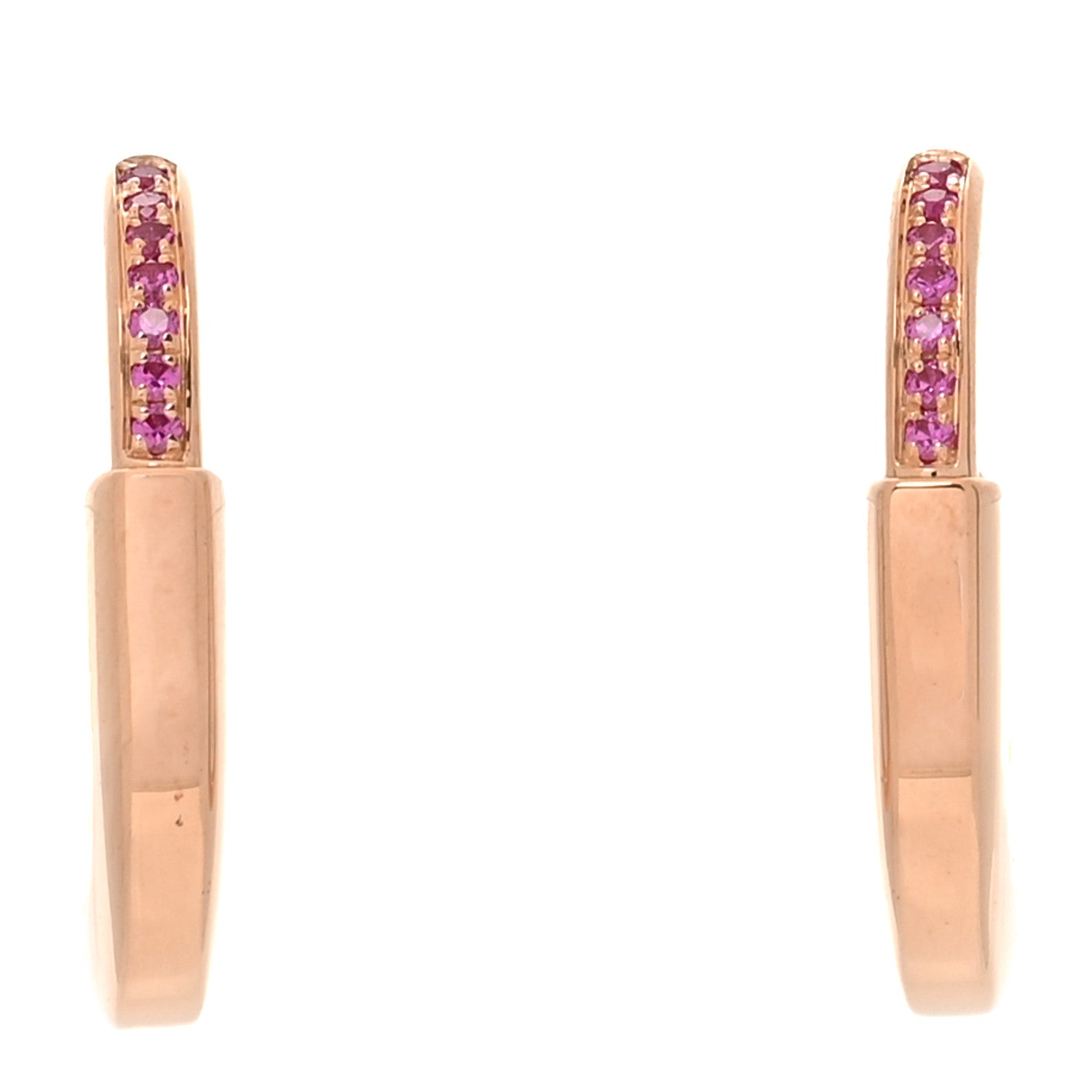 Tiffany 18K Rose Gold Pink Sapphire Small Lock Earrings 1 of 5