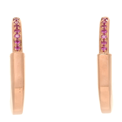 Tiffany 18K Rose Gold Pink Sapphire Small Lock Earrings 1 of 5