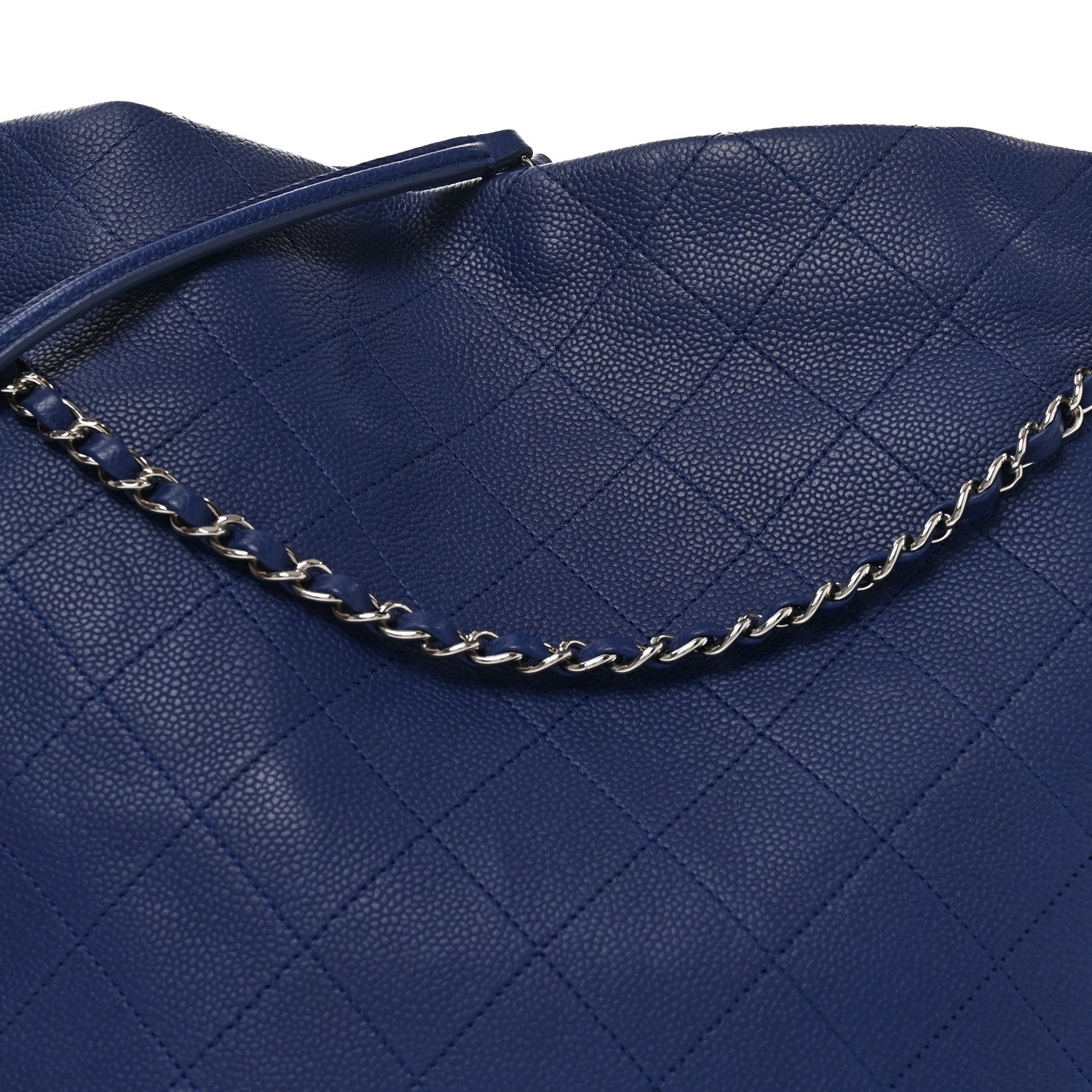 Chanel Grained Calfskin Stitched CC Pocket Tote Navy Blue 8 of 10