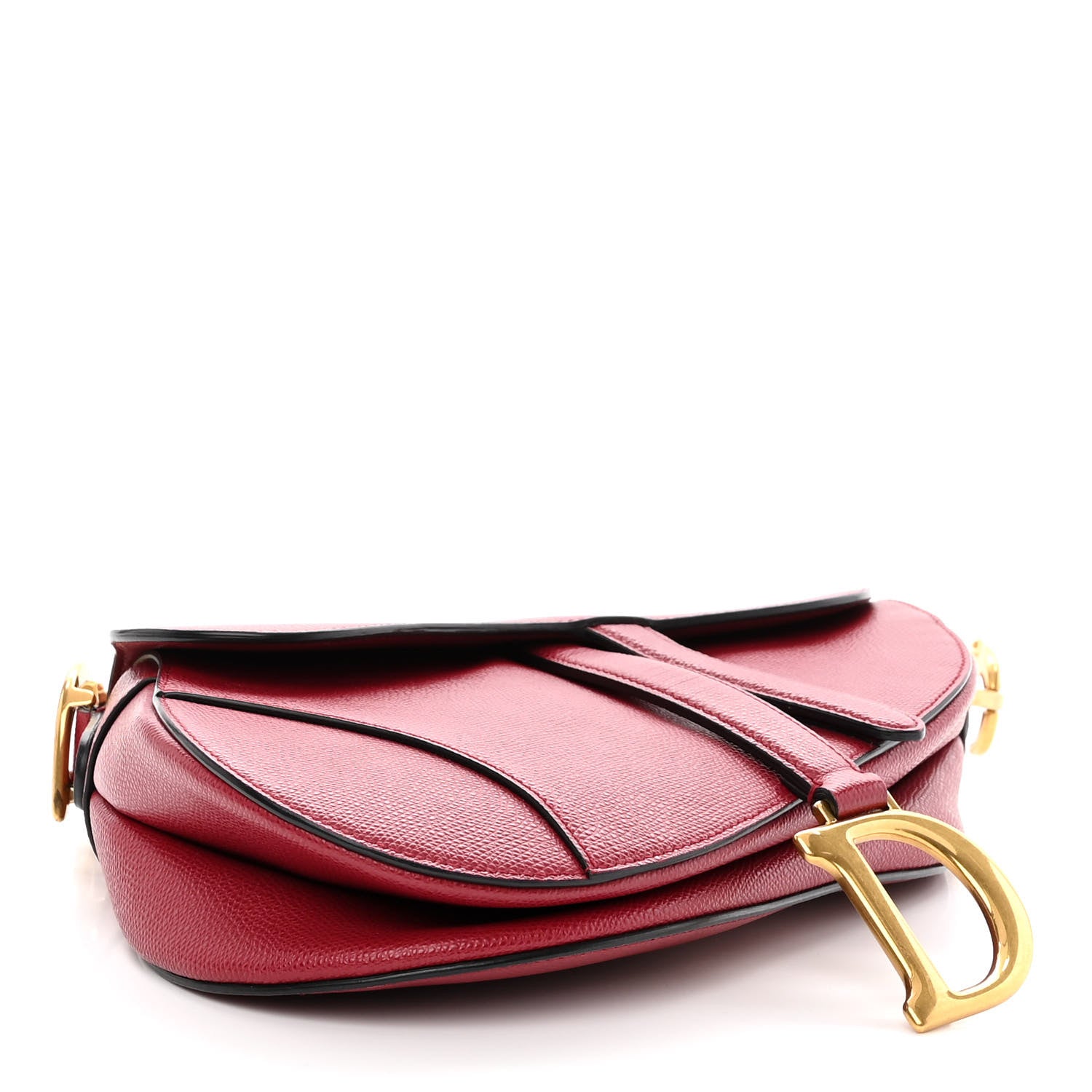 Christian Dior Grained Calfskin Saddle Bag Red 4 of 14