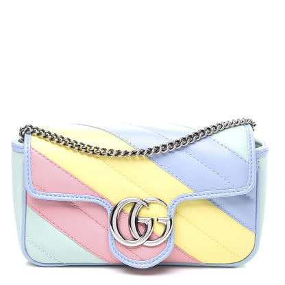 Gucci Calfskin Matelasse Diagonal Super Mini GG Marmont Shoulder Bag Multicolor Pastel 1 of 9