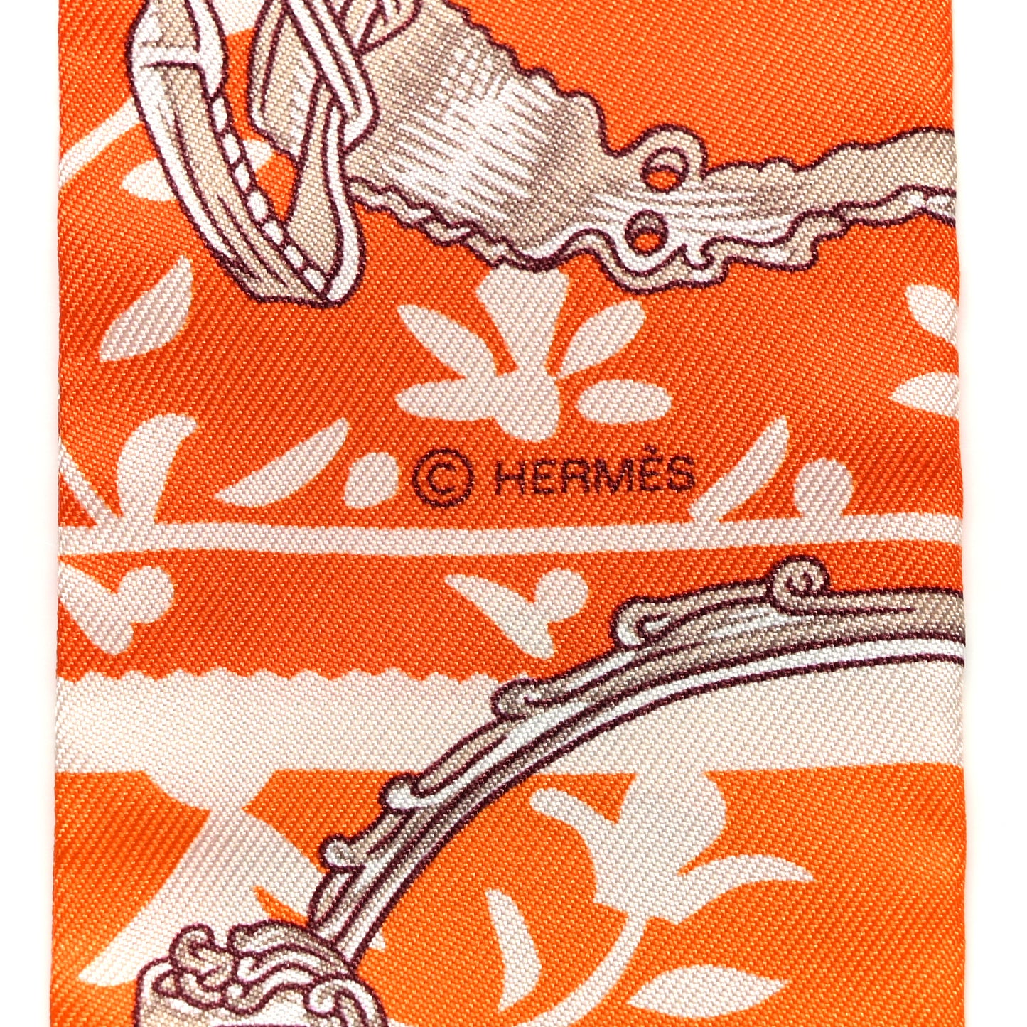 Silk Etriers Remix Twilly Orange Creme Beige