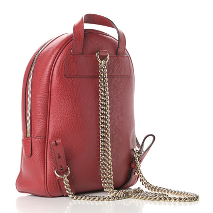Gucci Pebbled Calfskin Soho Chain Backpack Hibiscus Red 3 of 14