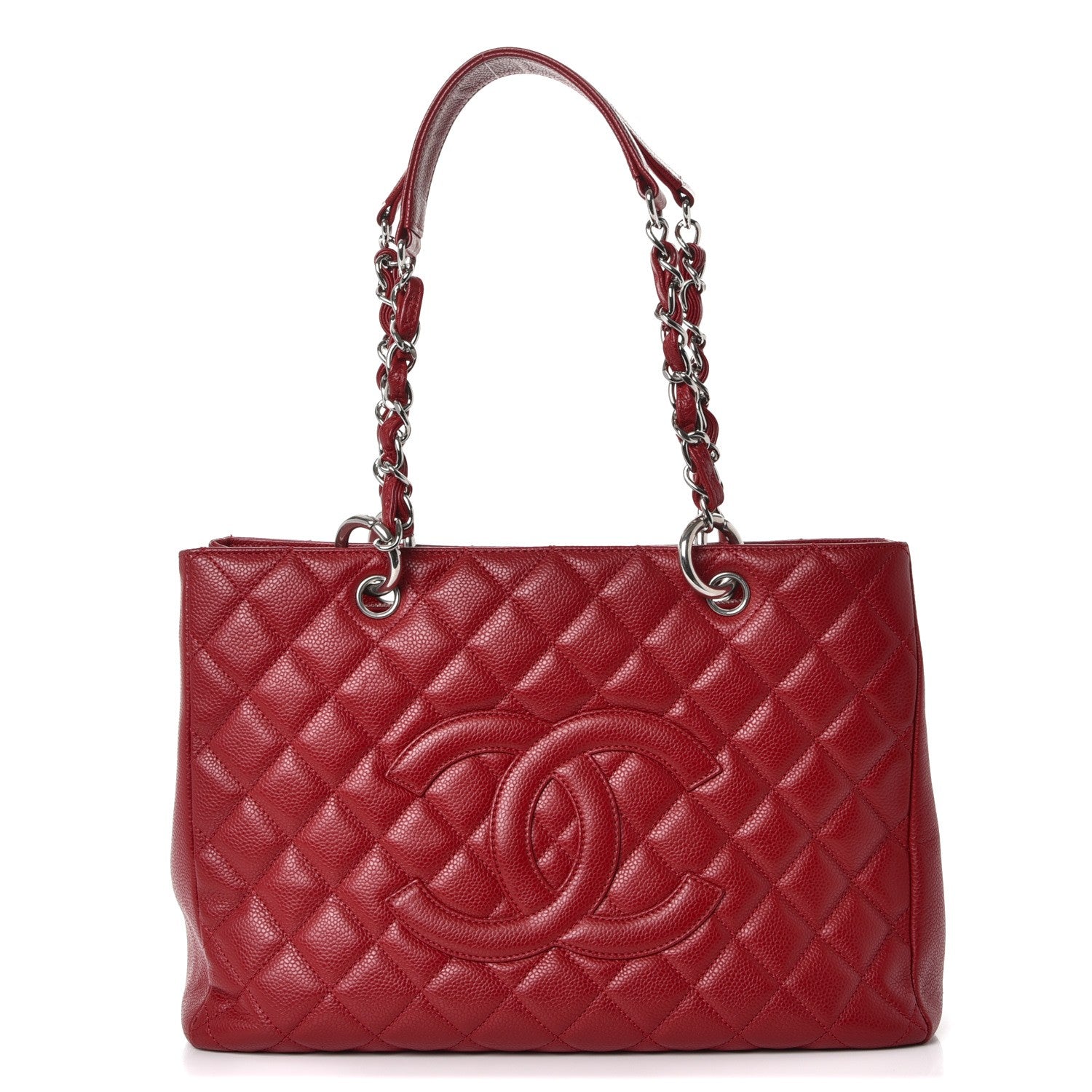 Chanel Caviar Quilted Grand Shopping Tote GST Red 1 of 11