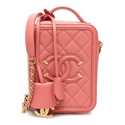 Chanel Caviar Quilted CC North South Filigree Vanity Case Pink 1 of 10