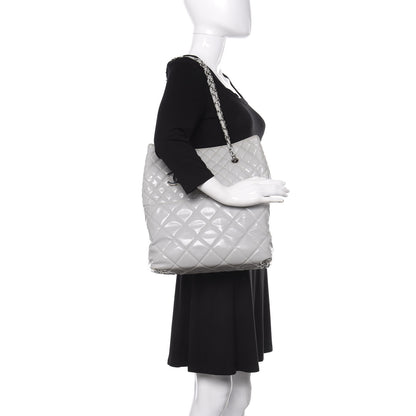 Chanel Vinyl Quilted In The Business North South Tote Light Grey 2 of 15