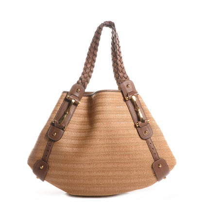 Gucci Straw Medium Pelham Shoulder Bag Brown 1 of 7