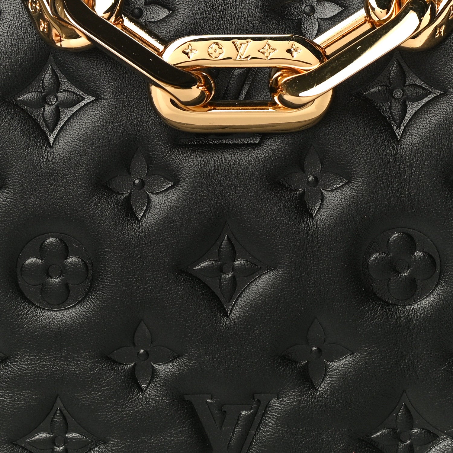 Louis Vuitton Lambskin Embossed Monogram Coussin BB Black 7 of 9