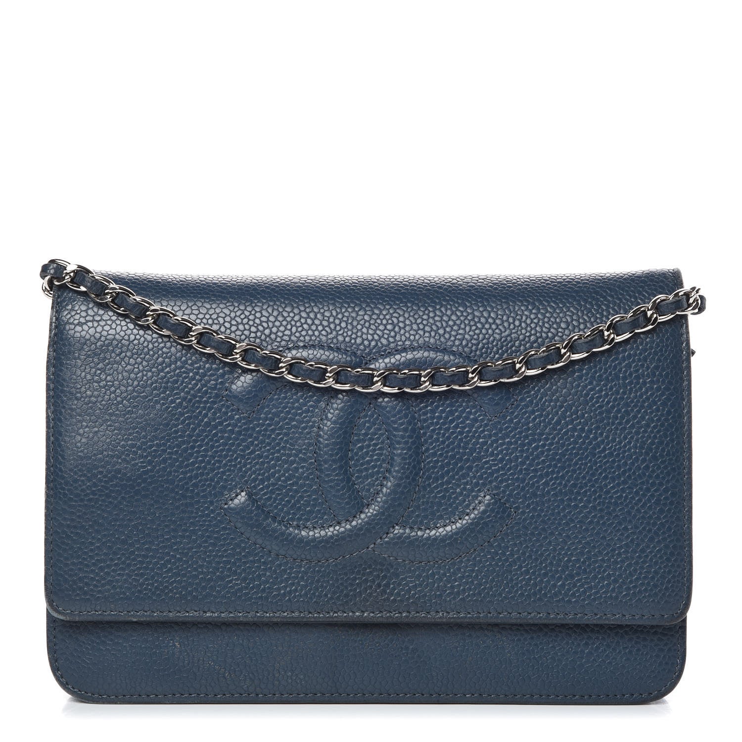 Chanel Caviar Timeless CC Wallet On Chain WOC Blue 1 of 13