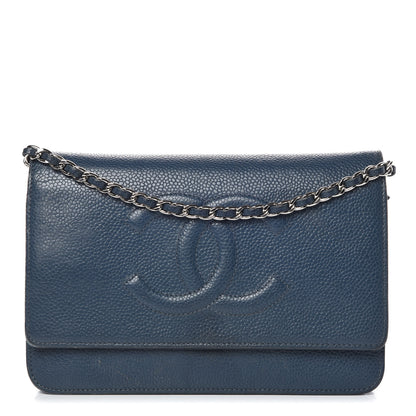 Chanel Caviar Timeless CC Wallet On Chain WOC Blue 1 of 13