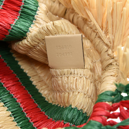 Gucci Raffia Linen Web Cestino Tote Bag 9 of 10