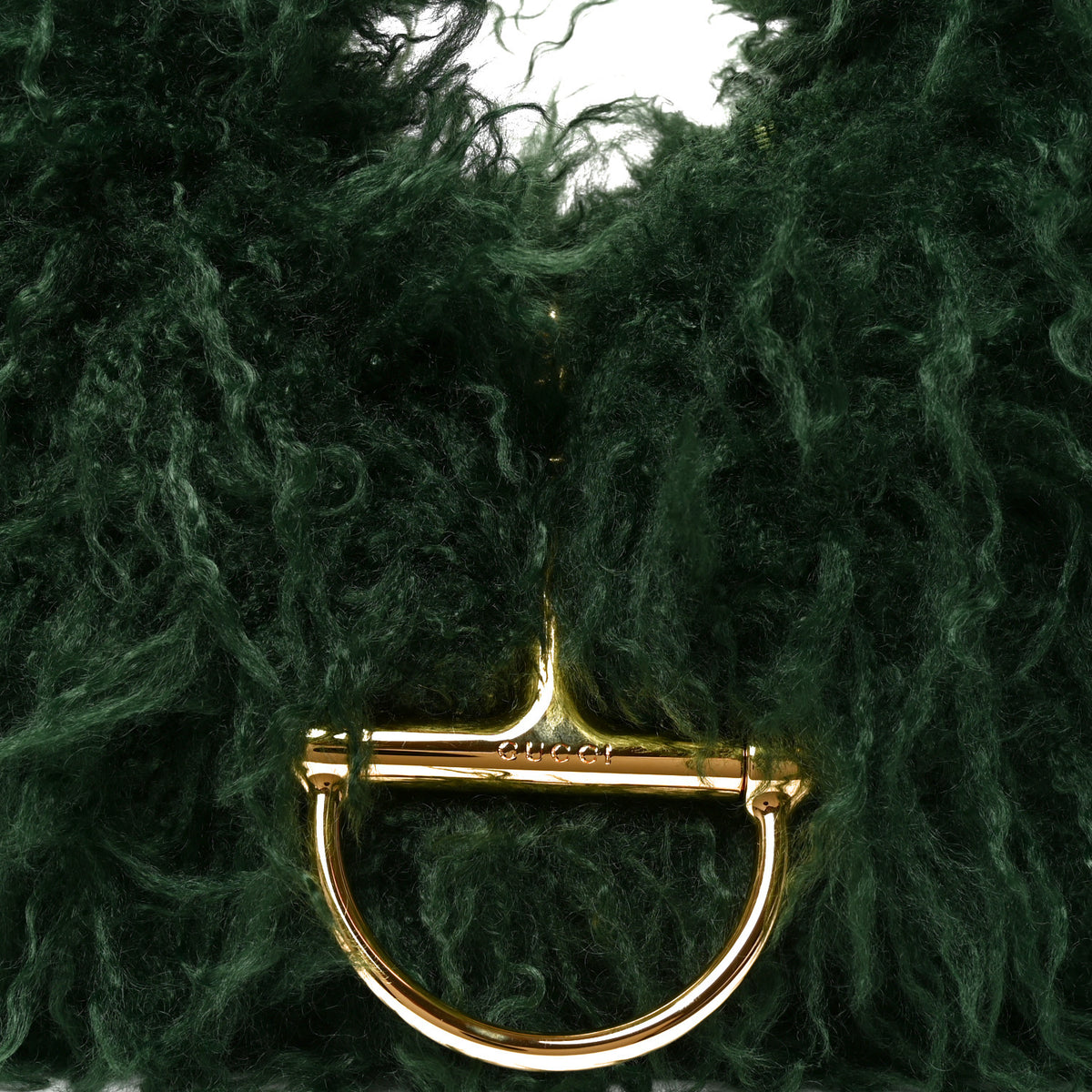 Gucci Faux Fur Softbit Shoulder Bag Green 9 of 11