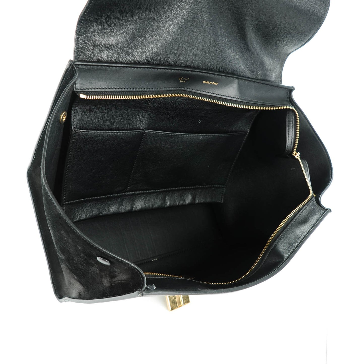 Crocodile Embossed Calfskin Medium Trapeze Black