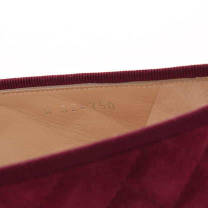 Chanel Suede Calfskin Quilted Cap Toe CC Ballerina Flats 42 Dark Pink 8 of 9