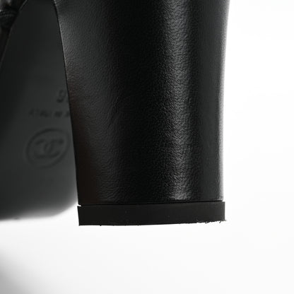 Chanel Lambskin Grosgrain Cap Toe CC Slingback Pumps 36 Black 11 of 13