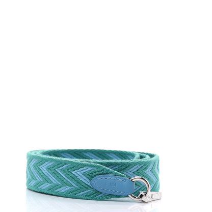 Hermes Toile Swift 25mm Sangle ZigZag Shoulder Strap Bleu Du Nord Vert Veronese 2 of 6