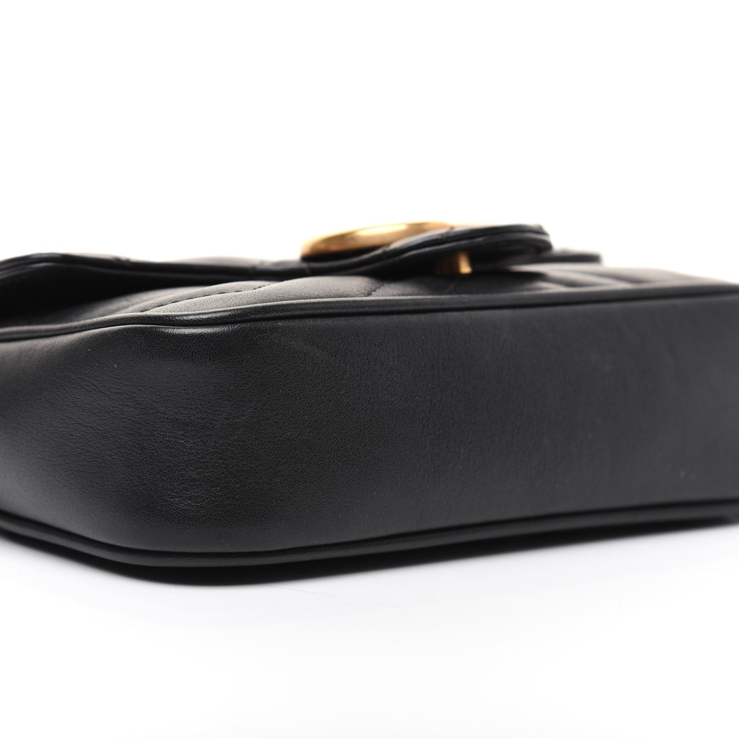 Calfskin Matelasse Super Mini GG Marmont Shoulder Bag Black