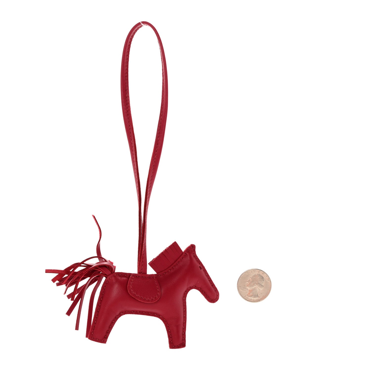 Hermes Milo Lambskin Grigri Rodeo Horse Bag Charm PM Rubis 2 of 5