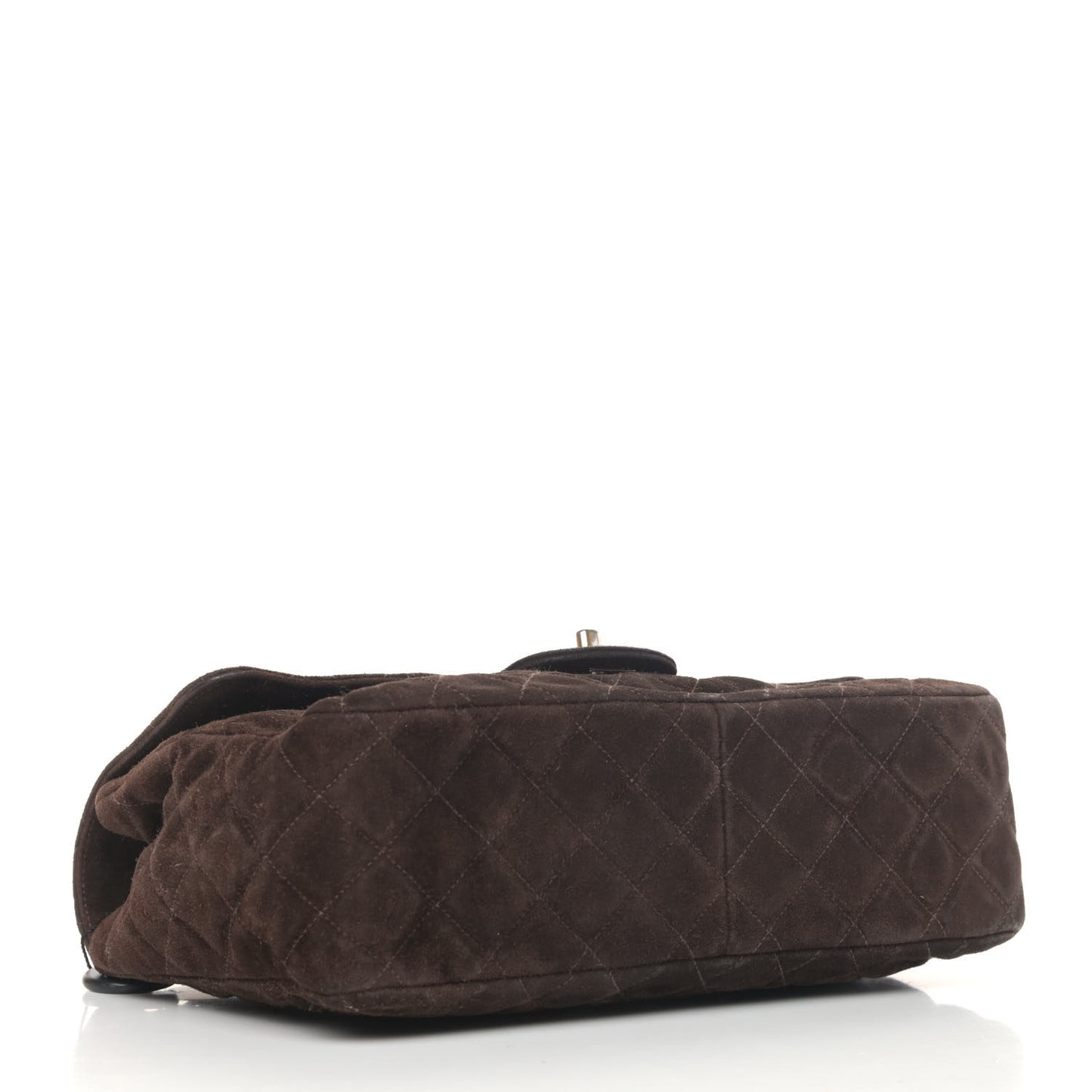 Suede Quilted Medium Single Flap Brown