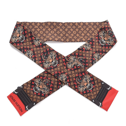 Louis Vuitton Silk Monogram Jaguar Animalle Bandeau Scarf Marron 1 of 4