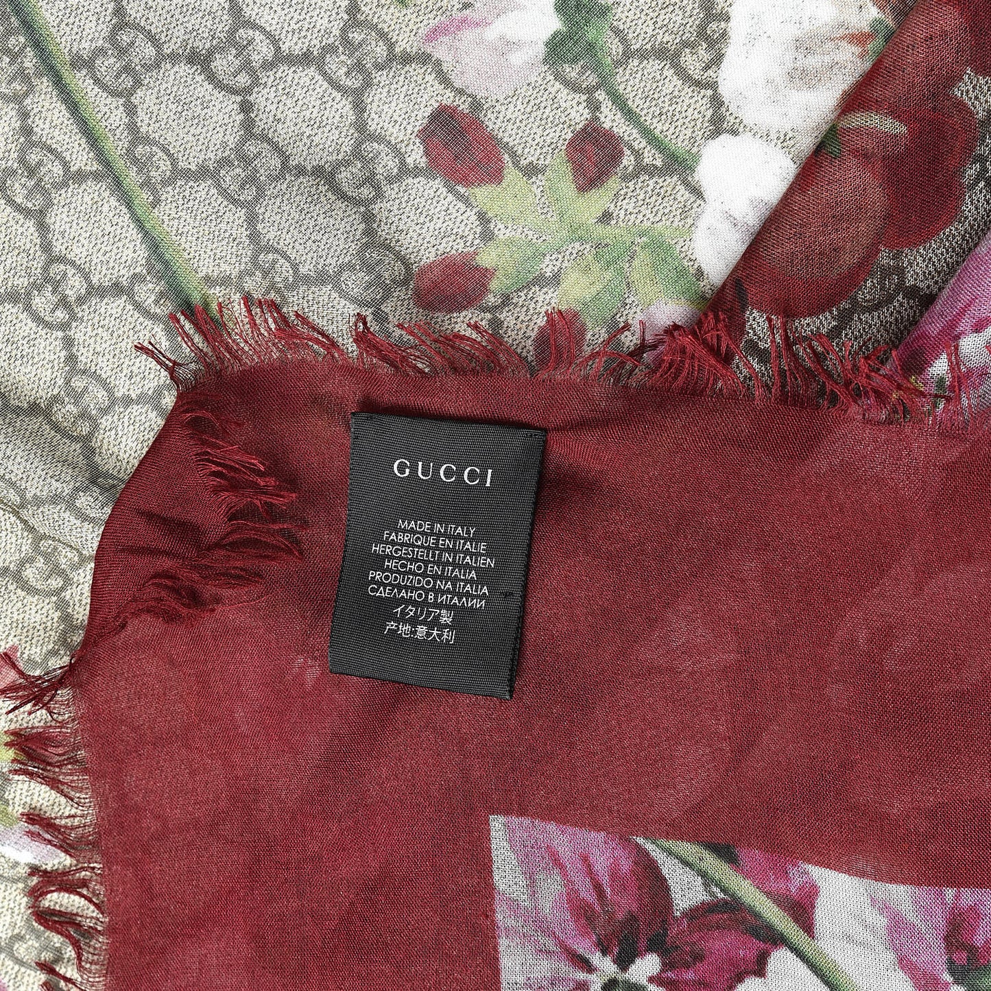 Modal Silk GG Monogram Gery Square Scarf Lacquer Light Brown