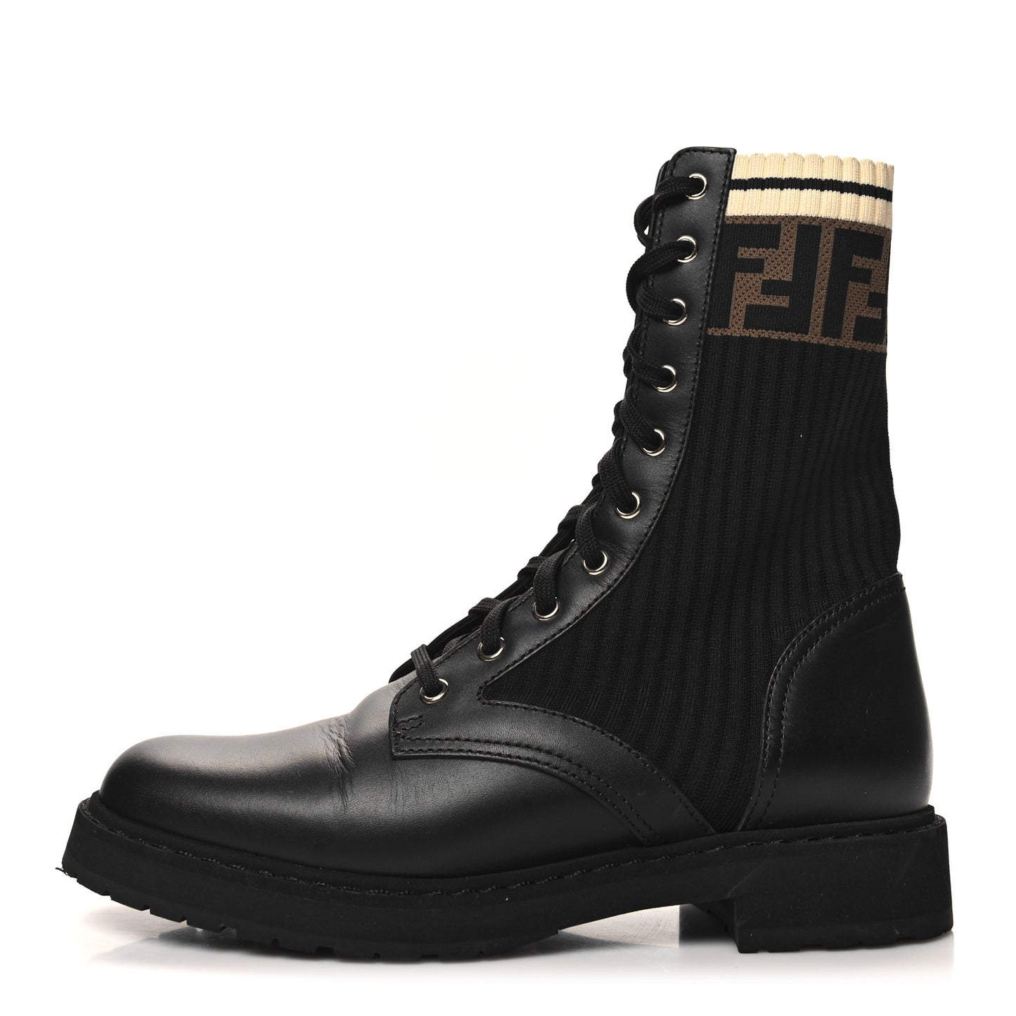 Calfskin Stretch Fabric Rockoko Biker Boots 39 Tobacco Black Marino