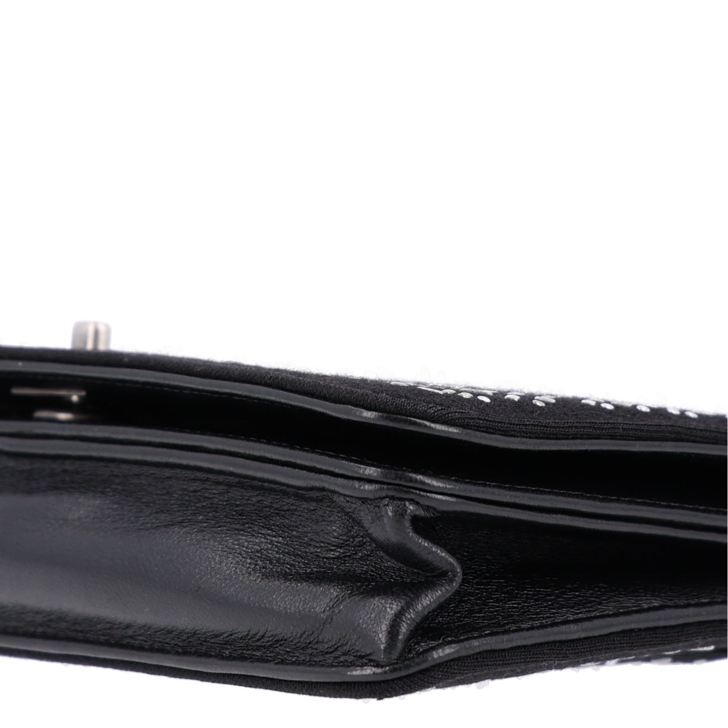Lambskin Embellished Quilted Wallet On Chain WOC Black