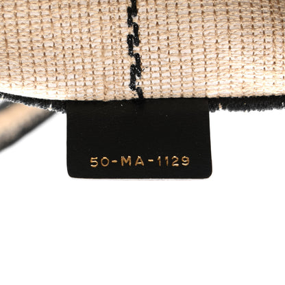 Christian Dior Canvas Embroidered Medium Bayadere Book Tote Black Beige 7 of 14