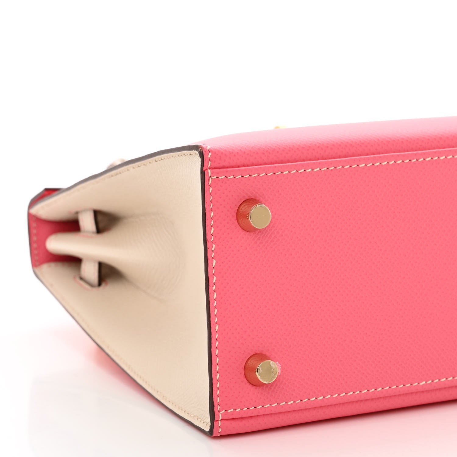 Hermes Epsom Bi-Color Horseshoe Kelly Sellier 25 Rose Azalee Craie 9 of 11