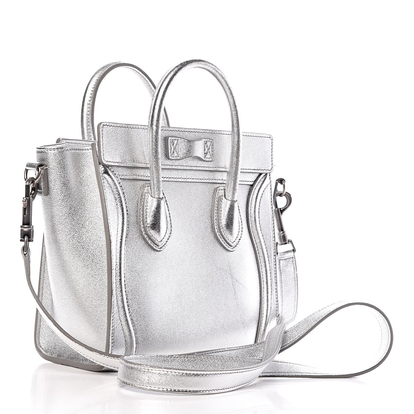 Laminated Lambskin Nano Luggage Silver