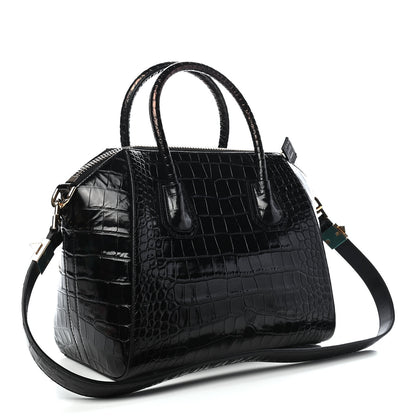 Givenchy Calfskin Crocodile Embossed Small Antigona Black 3 of 9