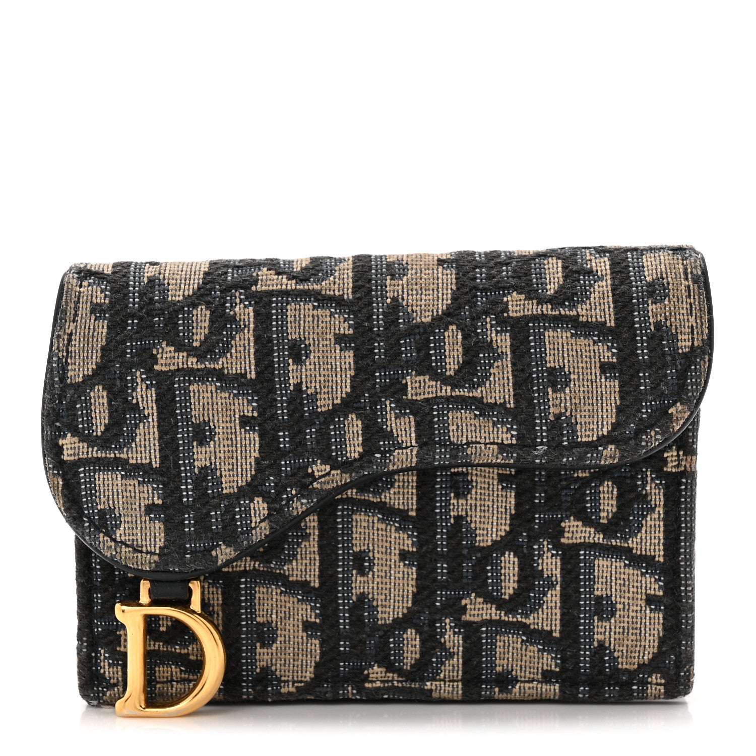 Christian Dior Oblique Saddle Card Holder Blue 1 of 8