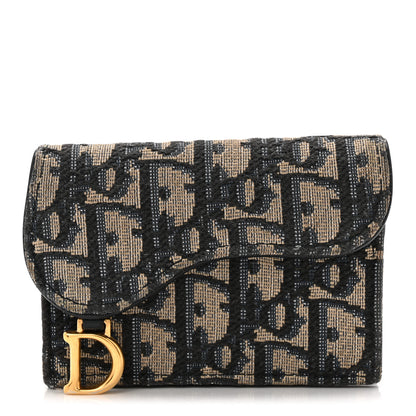 Christian Dior Oblique Saddle Card Holder Blue 1 of 8